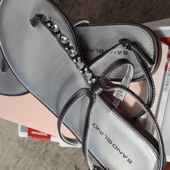 Bandolino Dayne Metallic Rhinestone Sandals, 8M, pewter silver - Picture 4 of 5